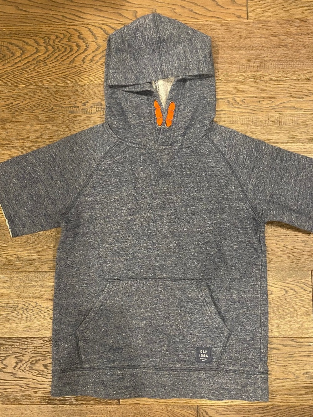 EUC: GAP Kids Short Sleeve Blue Cotton Blend Hoodie Size Youth Large (10-11 yrs)